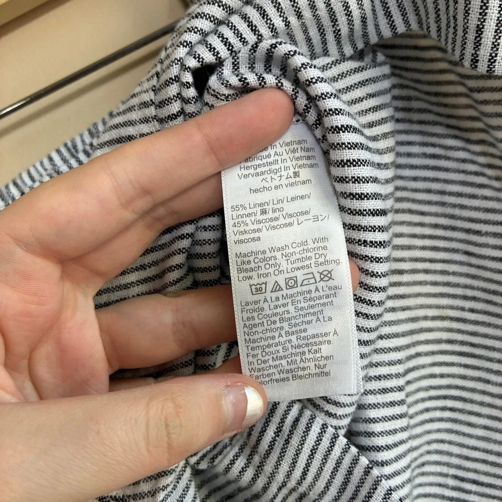 J.Crew Striped Linen Blend Pull On Shorts XS Blue White Womens Elastic Waist